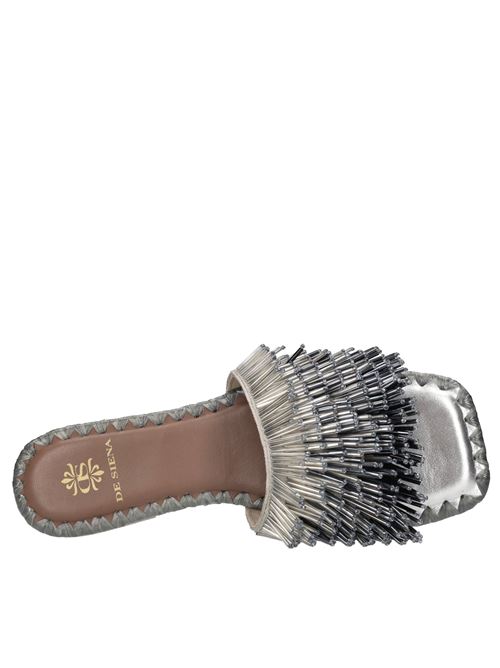 Mules in tessuto e perline tubolari DE SIENA | 107_23 LEONIE BEADSARGENTO-BLU